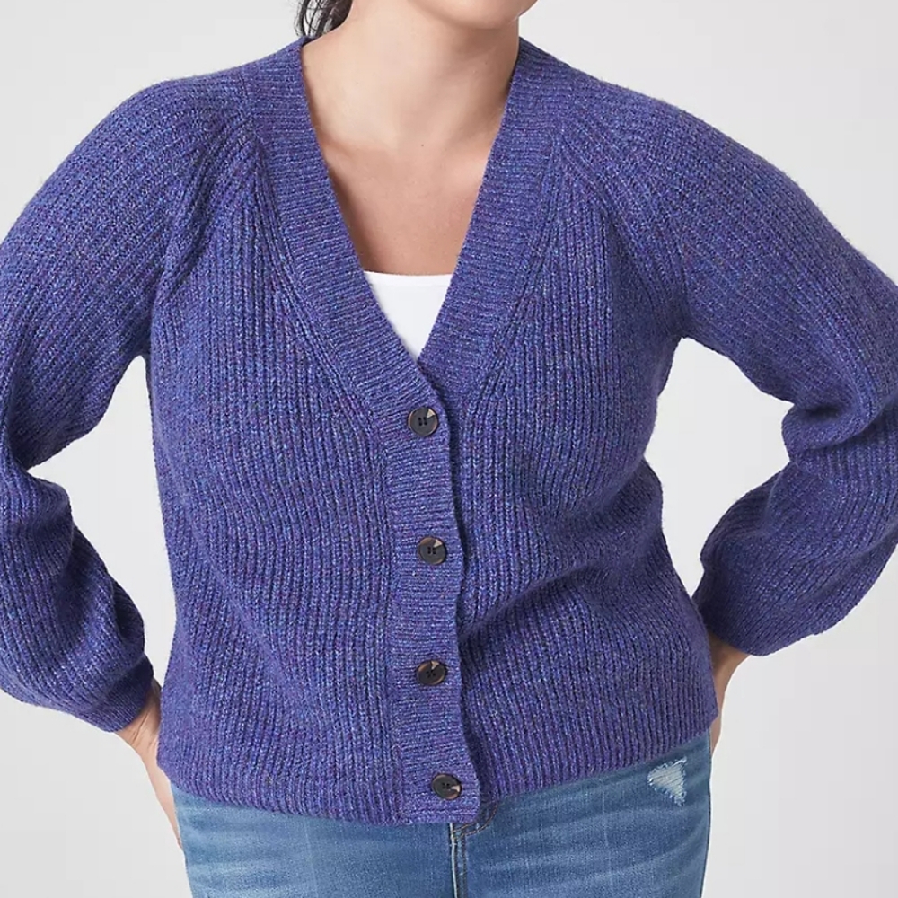 Classic Button-Front Crop Cardigan By Lane Bryant